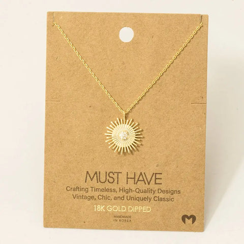 Circle Sun Shine Pendant Necklace