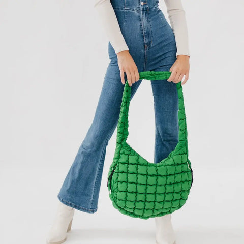 Quilted Hobo Tote (green)