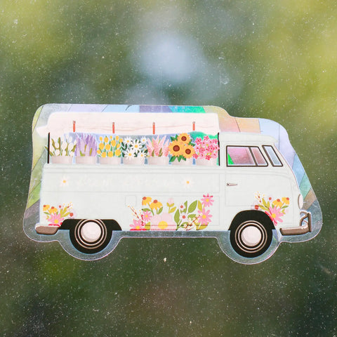 Flower Truck Sun Catcher Window Decal