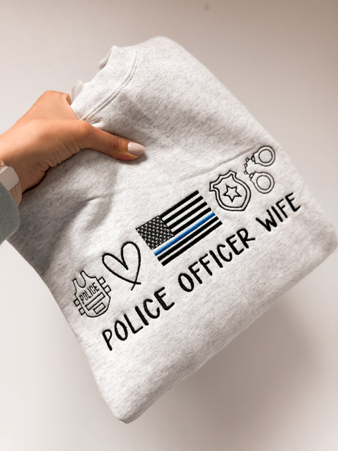 Embroidered Police Wife Crewneck