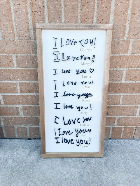 I Love You Handwriting Framed Sign