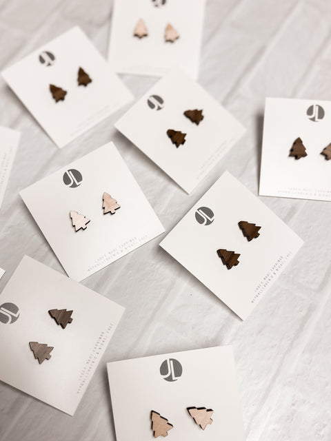 Tree Laser Cut Stud Earrings