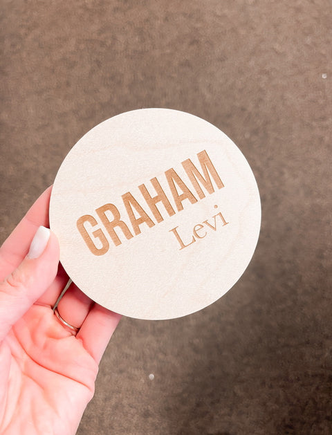 Birth Announcement Name Sign | Engraved First and Middle Name Tile