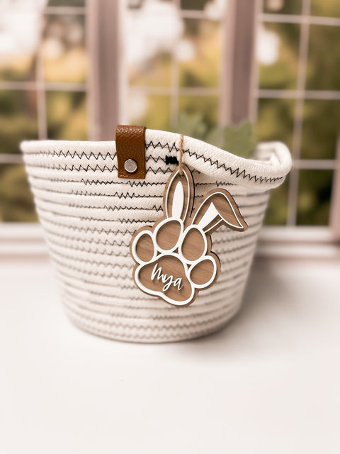 Paw Print Bunny Ears Basket Tag