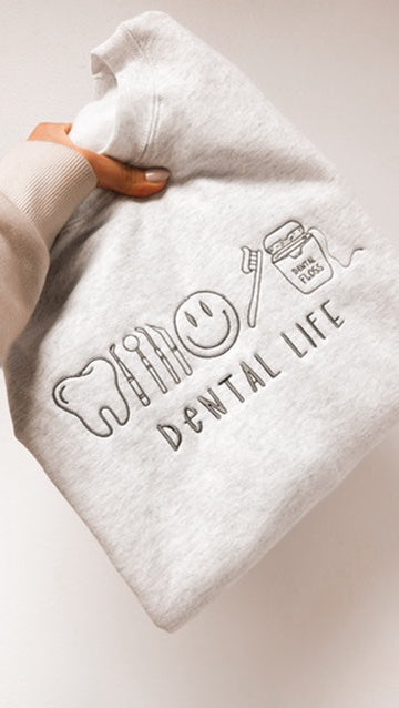 Embroidered Dental Life Icons Crewneck