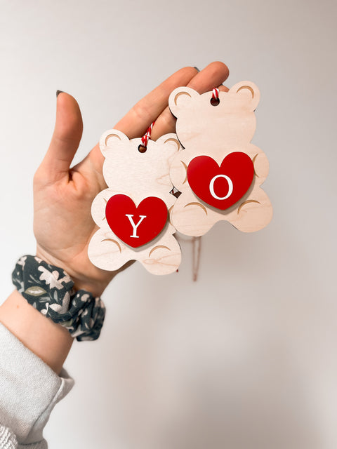 Gummy Bear Initial Valentine Basket Tag
