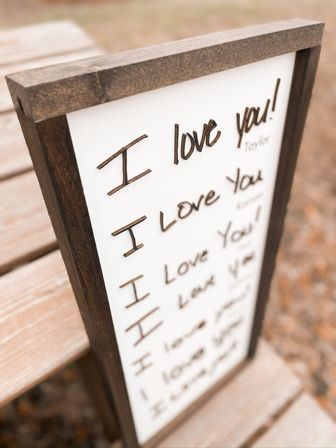 I Love You Handwriting Framed Sign