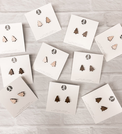 Tree Laser Cut Stud Earrings