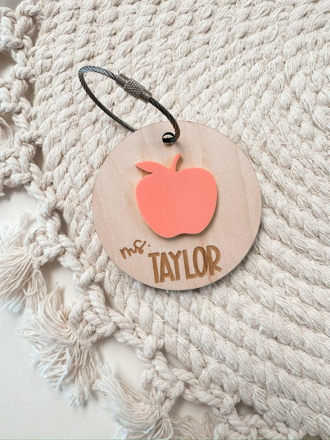 Teacher Apple Backpack Bag Tag | Lunchbox Tag | Luggage Tag