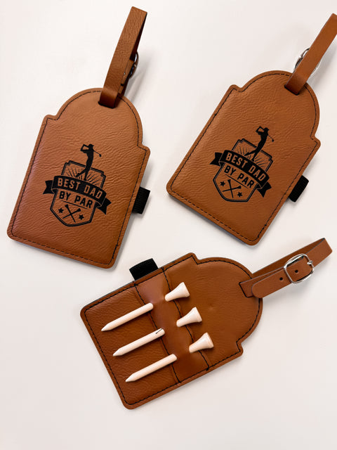 Best Dad By Par Leather Golf Bag Tag