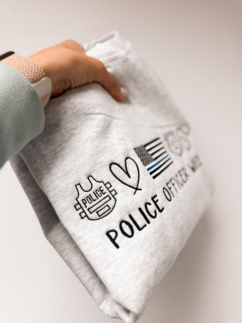 Embroidered Police Wife Crewneck