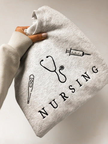 Embroidered Nursing Icons Crewneck