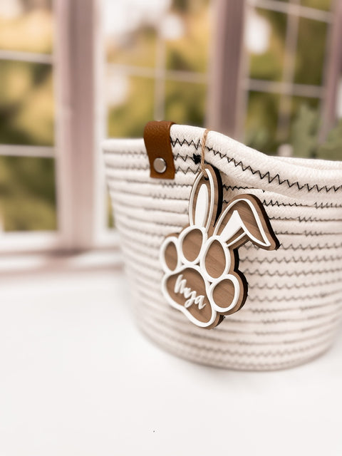 Paw Print Bunny Ears Basket Tag