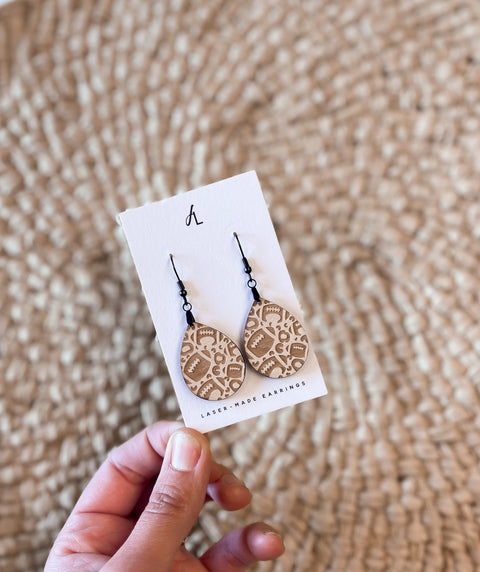 Football Leopard Dangle Earrings