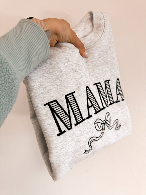 Embroidered Mama Bow Crewneck