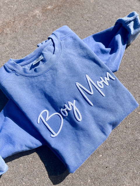 Boy Mom 3D Puffy Embroidered Crewneck