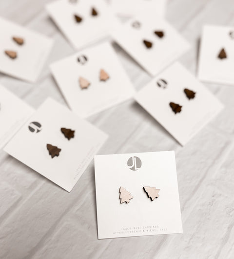 Tree Laser Cut Stud Earrings