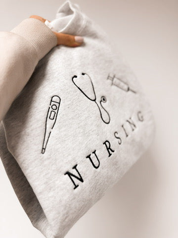 Embroidered Nursing Icons Crewneck