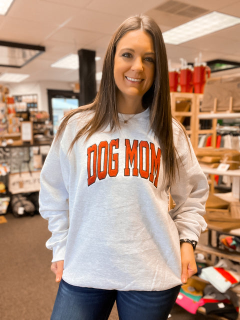 Dog Mom Embroidered Corduroy Applique Crewneck