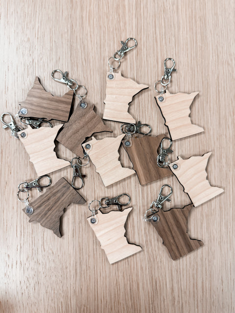 Minnesota Keychain - Wooden