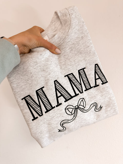 Embroidered Mama Bow Crewneck