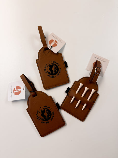 Swing Swear Drink Repeat Leather Golf Bag Tag
