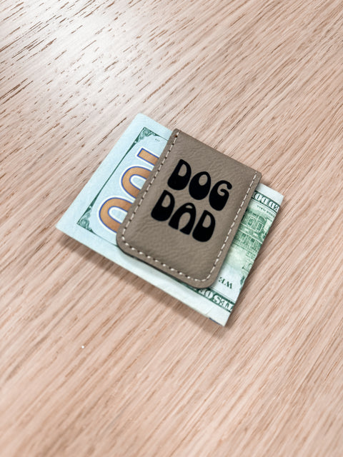 Dog Dad Leather Money Clip