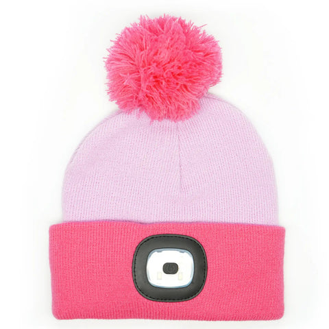 Night Scope Kid's Rechargeable Led Pom Hat (pink)