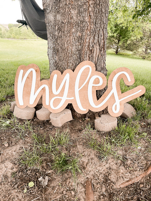 Name Cut Out Sign With Offset Backer | Kids Room Decor
