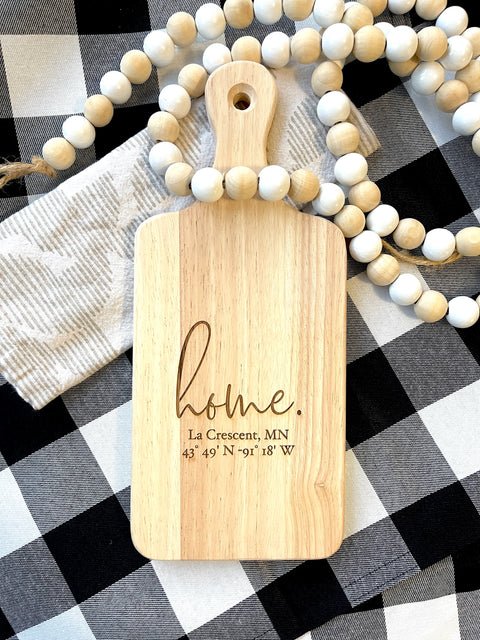 Custom Engraved Home Coordinates Cutting Board