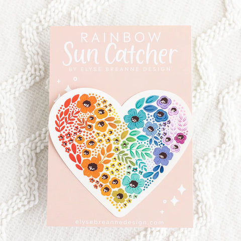 Rainbow Floral Heart Suncatcher Window Decal