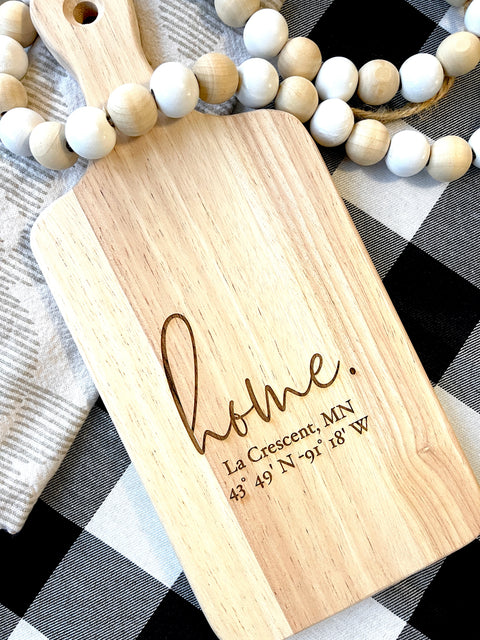 Custom Engraved Home Coordinates Cutting Board