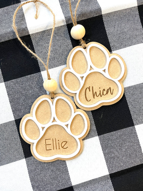 Paw Print Name Ornament