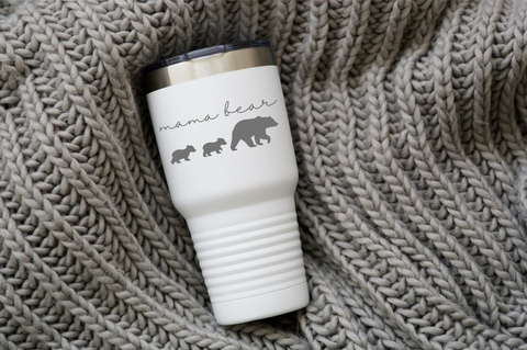 Mama Bear Two Cubs Travel Tumbler