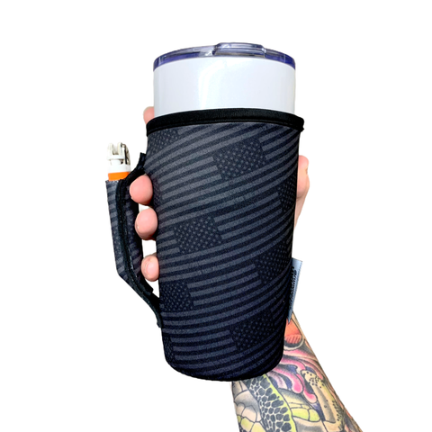 Black Out USA Flag 20oz Large Coffee / Tumbler Handler™
