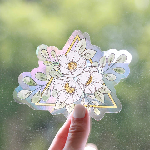 Gold Triangle Floral Sun Catcher
