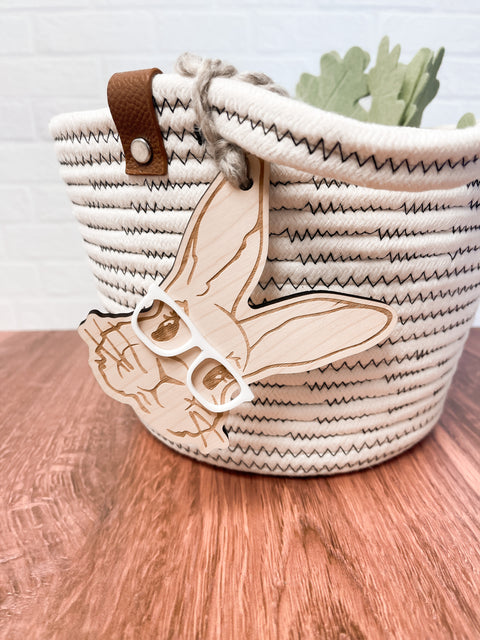 Bunny with Glasses Basket Tag
