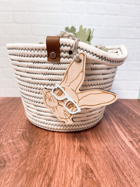 Bunny with Glasses Basket Tag
