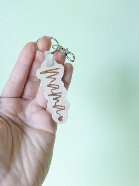 Mama Cursive Outline Keychains