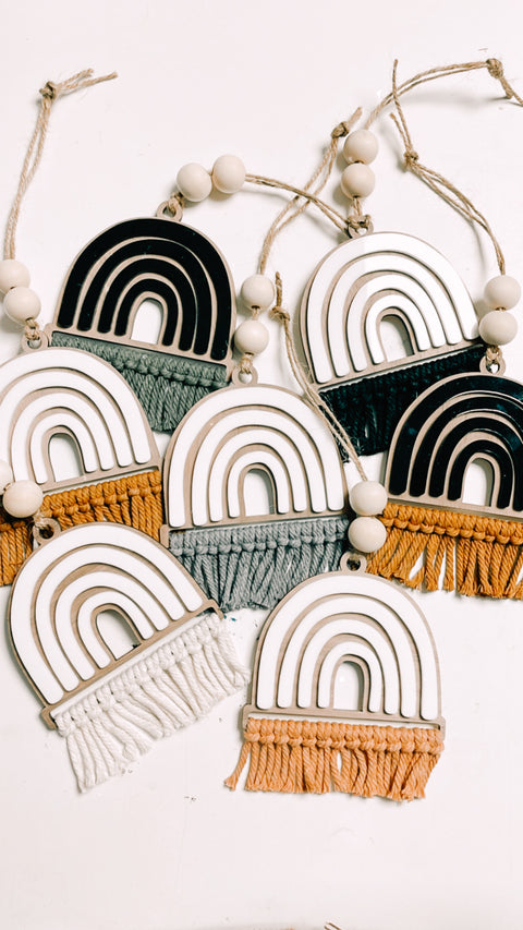 Macrame Rainbow Car Charm
