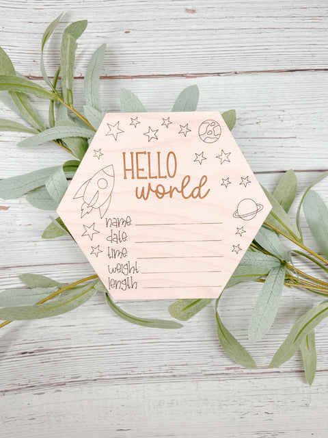 Space Themed Baby Birth Stats Tile