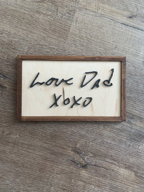 Real Handwriting 3D Wood Sign Framed