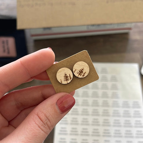 Pine Trees Laser Cut Stud Earrings