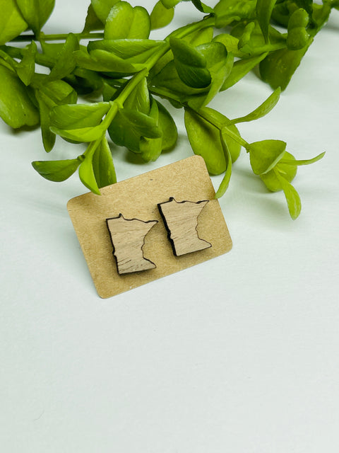 Minnesota Shape Laser Cut Stud Earrings