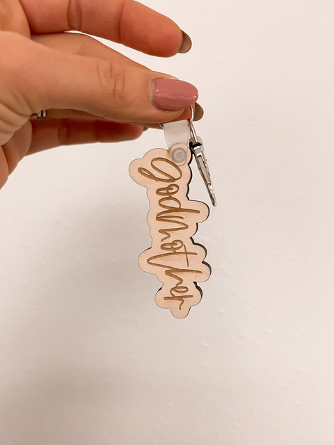Godmother Cursive Outline Keychains