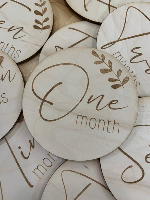 Monthly Baby Milestone Discs | Laser Engraved Milestone Markers