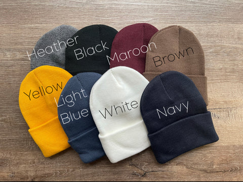 Custom Name Leather Patch Beanie