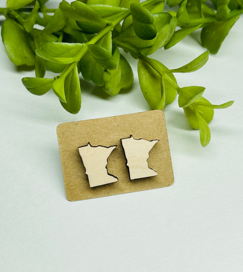 Minnesota Shape Laser Cut Stud Earrings