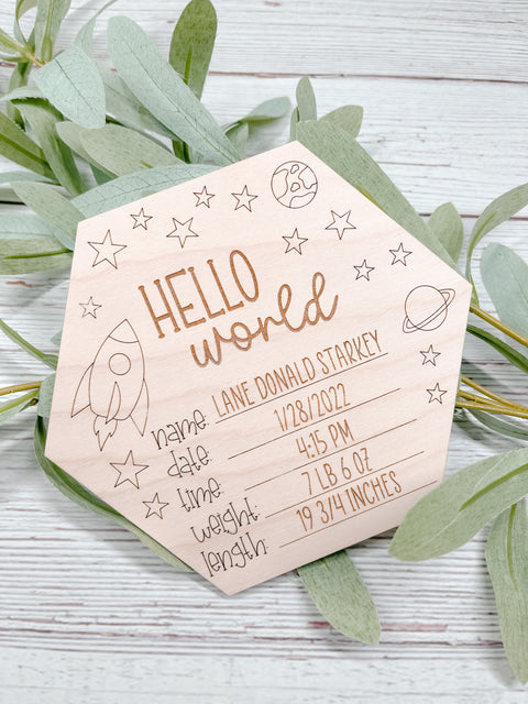 Space Themed Baby Birth Stats Tile