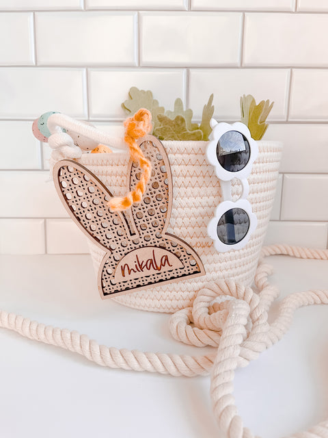 Rattan Cane Engraved Bunny Ears Tag